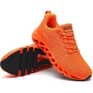 Women's Orange Running Walking Non Slip Tennis Blade Athletic Sneakers Shoes